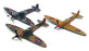 Oxford Diecast Appx 10cm Wingspan 68033 - Set Of 3 Supermarine Spitfire