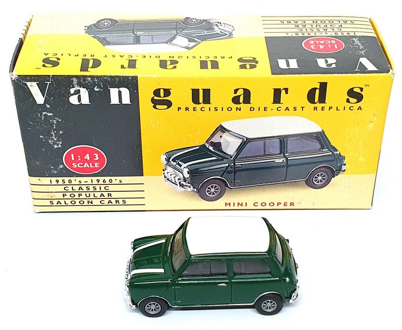 Vanguards 1/43 Scale Diecast VA25002 - Mini Cooper - Green/White