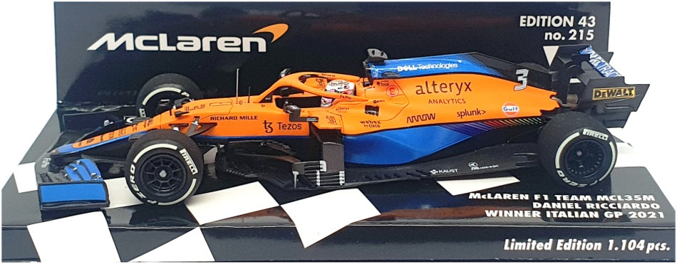 Minichamps 1/43 Scale 537 215803 F1 McLaren MCL35M 1st Italian GP 2021 Ricciardo