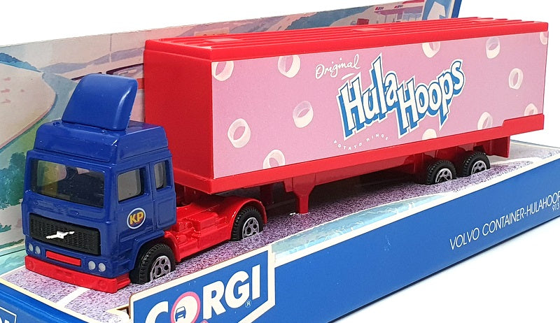 Corgi Appx 20cm Long Diecast 91310 - Volvo Container Truck (Hula Hoops) Blue/Red