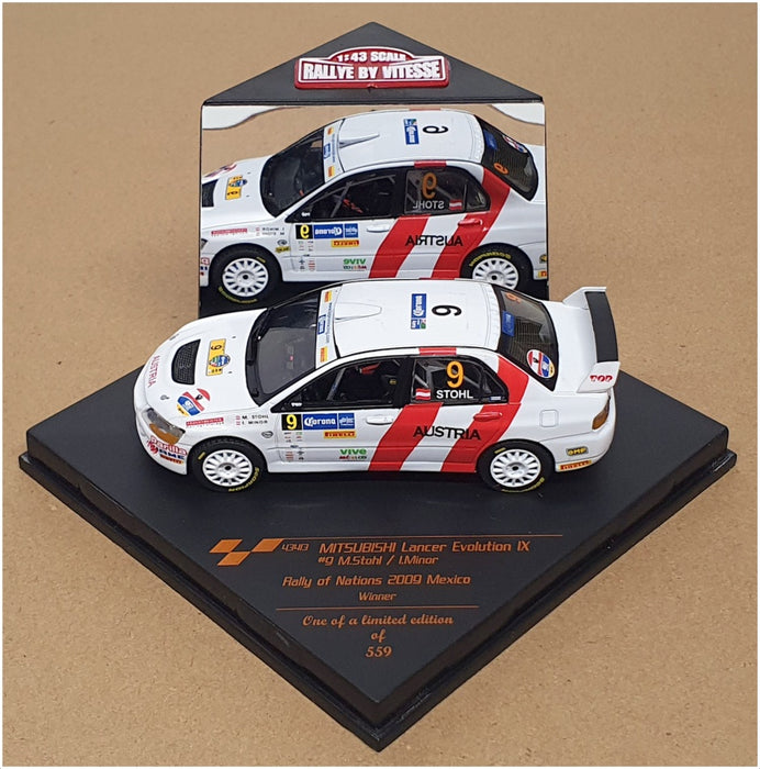 Vitesse 1/43 Scale 43413 Mitsubishi Evo IX #9 Winner Rally Of Nations '09 Mexico