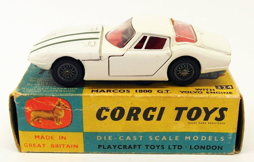 Corgi Toys Vintage Diecast Model Car 324 - Marcos 1800 GT - White