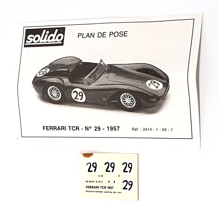 Solido 1/43 Scale Model Car 7160 - Ferrari TCR #29 1957 - Blue