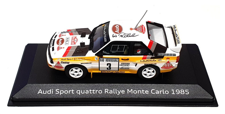 Minichamps 1/43 Scale 400 851203 - Audi Sport Quattro M Carlo 1985 Signed Roehrl