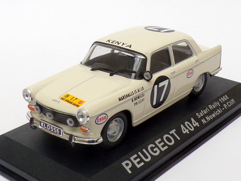 Altaya 1/43 Scale PE6817 - Peugeot 404 Safari Rally 1968 - #17 Nowicki/Cliff