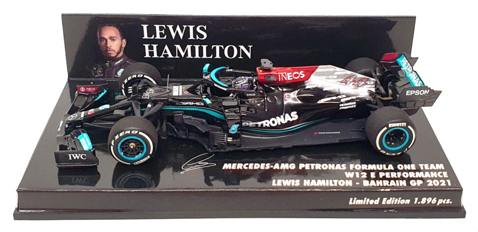 Minichamps 1/43 Scale 410 210144 - F1 Mercedes-AMG W12 Bahrain GP 2021 Hamilton