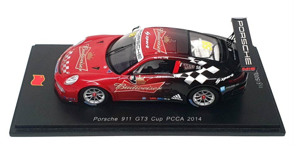 Spark 1/43 Scale SA064 - Porsche 911 GT3 Cup PCCA 2014 #58 Ho Pin Tung