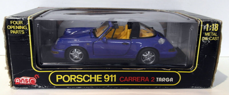 Anson 1/18 Scale diecast - 30305-W Porsche 911 964 Carrera 2 Targa Blue