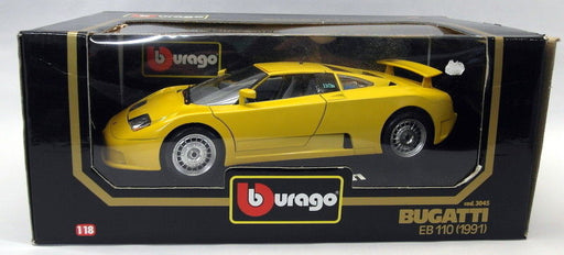 Burago 1/18 Scale Diecast 3045 Bugatti EB 110 1991 Yellow Model Car