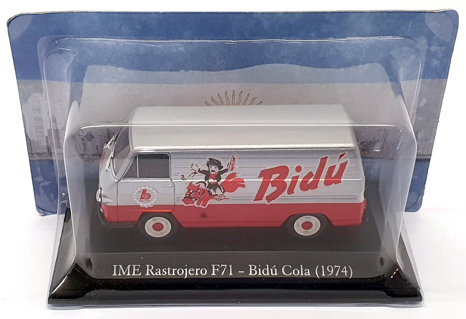 Altaya 1/43 Scale 22921F - 1974 IME Rastrojero F71 Van Bidu Cola - Red/Silver