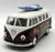 1962 VW Camper w/ Surfboard - Maroon - Kinsmart Pull Back & Go Metal Model Car