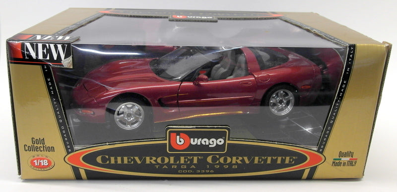 Burago 1/18 Scale Diecast 3396 Chevrolet Corvette Targa Burgundy Model Car