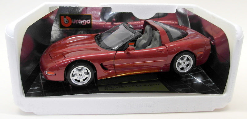 Burago 1/18 Scale Diecast 3396 Chevrolet Corvette Targa Burgundy Model Car