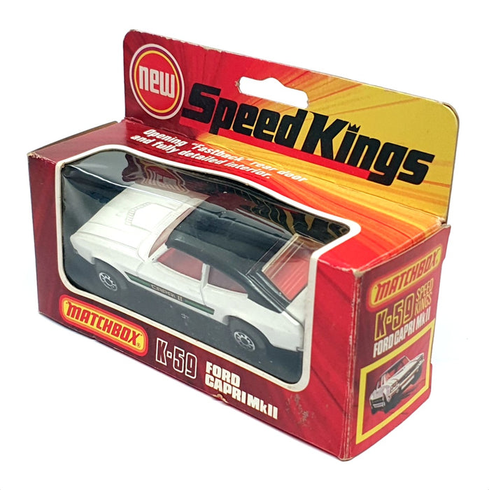 Matchbox Appx 10cm Long Diecast K-59 - Ford Capri Mk2 - White/Black