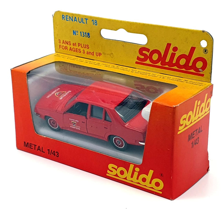 Solido 1/43 Scale Diecast 1318 - Renault 18 Fire Vehicle - Red