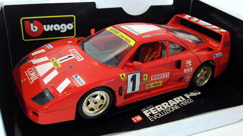 Burago 1/18 Scale Diecast  3042 Ferrari F40 Evoluzione 1992 Race car #1