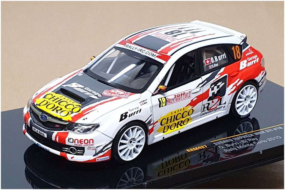 Ixo 1/43 Scale RAM427 - Subaru Impreza WRX STI Rally Monte Carlo 2010