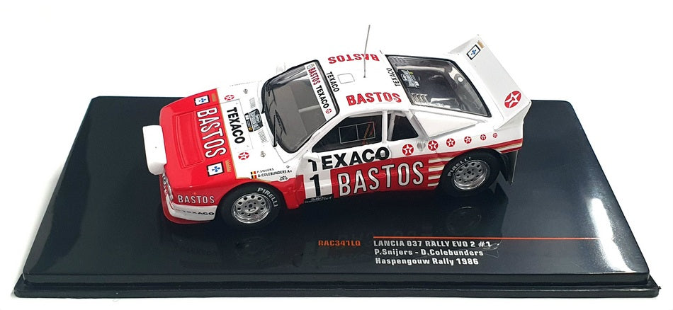 Ixo 1/43 Scale RAC341LQ - Lancia 037 Rally Evo 2 #1 Haspengouw Rally 1986