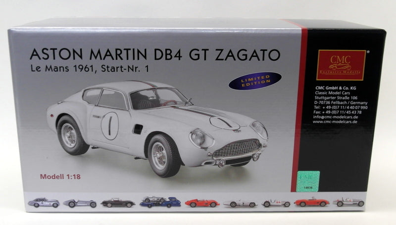 CMC 1/18 Scale Diecast - M-139 Aston Martin DB4 GT Zagato Le Mans 1961 #1