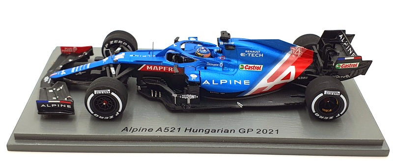 Spark 1/43 Scale S7685 - Alpine A521 #14 Hungarian 2021 Fernando Alonso