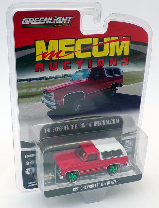 Greenlight 1/64 Scale 37190-E - 1991 Chevrolet K-5 Blazer Red/White Green Wheels