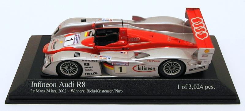 Minichamps 1/43 Scale Model Car 400 021301 - Audi R8 - Le Mans 2002