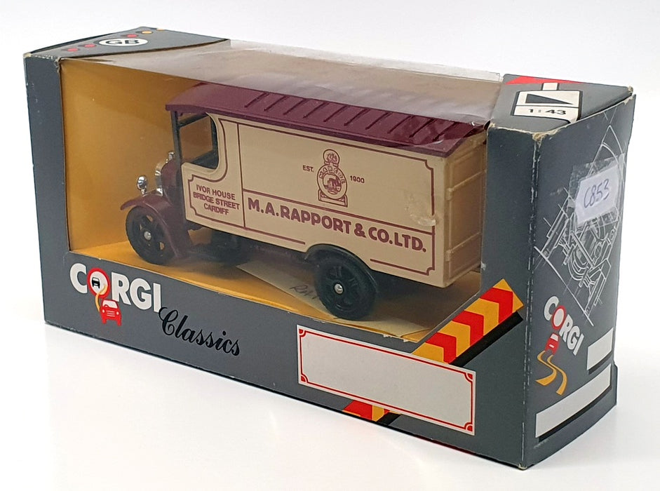 Corgi 13cm Long Diecast C853 - Thornycroft Van Rapport & Co - Beige/Maroon