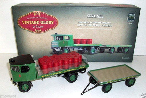 CORGI 1/50 - 80008 SENTINEL PLATFORM WAGON, TRAILER & OIL DRUMS - MORRIS'S