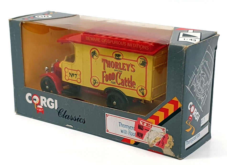 Corgi 13cm Long Diecast 859 - Thornycroft Van Thorley's - Yellow/Red