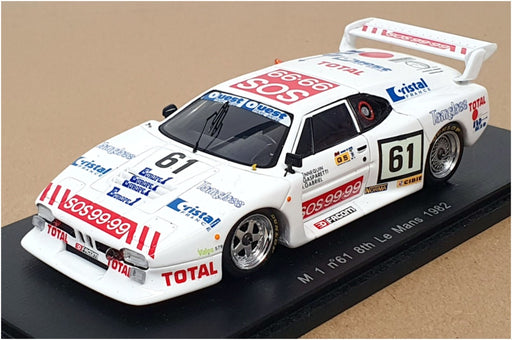 Spark 1/43 Scale Resin S1585 - BMW M1 #61 8th Le Mans 1982 - White