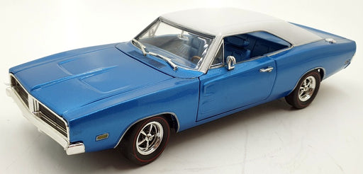 Hot Wheels 1/18 Scale DC2423C - 1969 Dodge Charger - Blue/white Roof