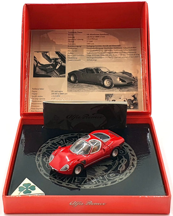 Minichamps 1/43 Scale 436 120920 - 1968 Alfa Romeo Tipo 33 Stradale - Red