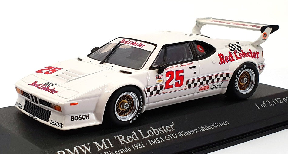 Minichamps 1/43 Scale 430 812525 - BMW M1 IMSA Red Lobster LA Times GP 1981