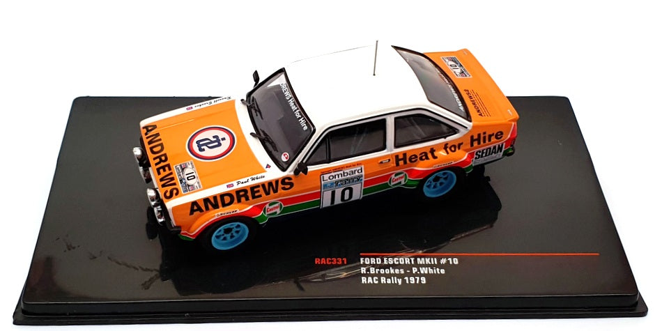 Ixo 1/43 Scale RAC331 Ford Escort MkII RAC Rally 1979 #10 Brookes/White