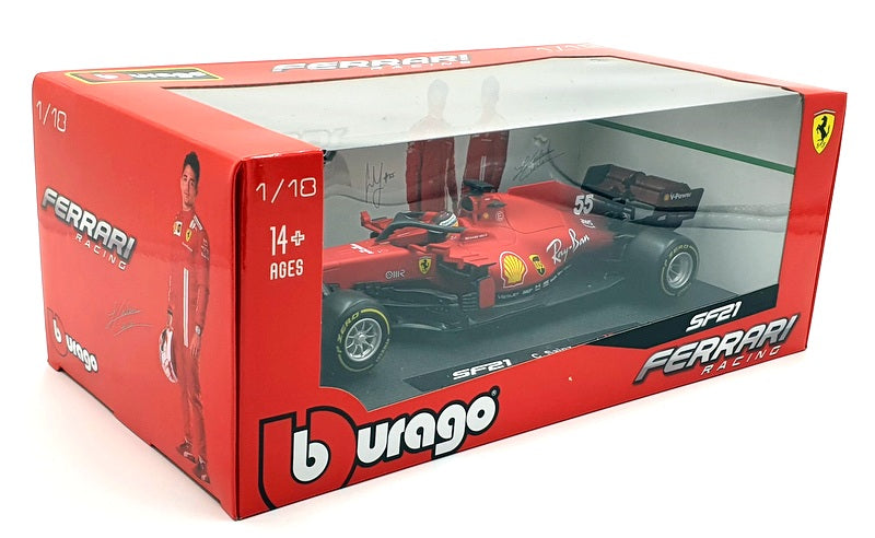 Burago 1/18 Scale Diecast 18-16809SA - Ferrari F1 SF21 C.Sainz #55