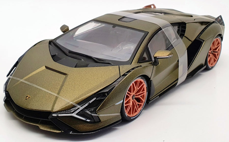 Burago 1/18 Scale Model 11046 -2020 Lamborghini Sian FKP 37 Hybrid - Olive