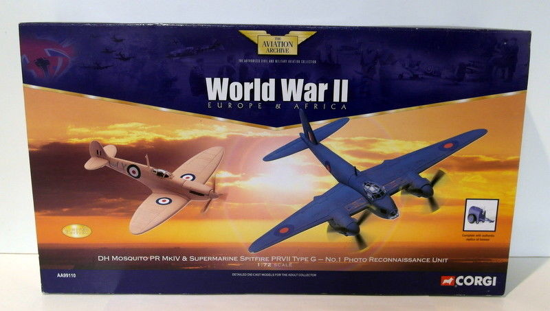 Corgi 1/72 scale diecast  AA99110 DH Mosquito PR MkIV Supermarine Spitfire PRVII