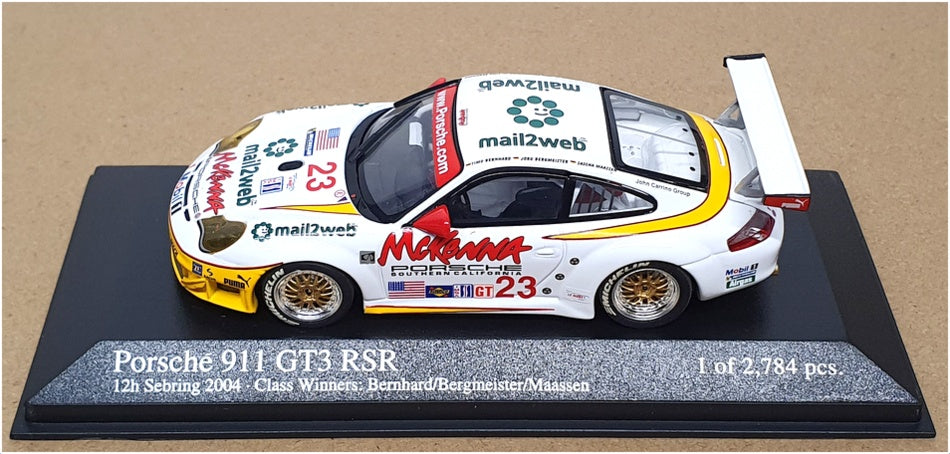 Minichamps 1/43 Scale 400 046423 - Porsche 911 GT3 RSR #23 12H Sebring 2004