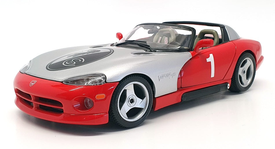 Burago 1/18 Scale Diecast 171021E - Dodge Viper RT/10 - Silver/Red