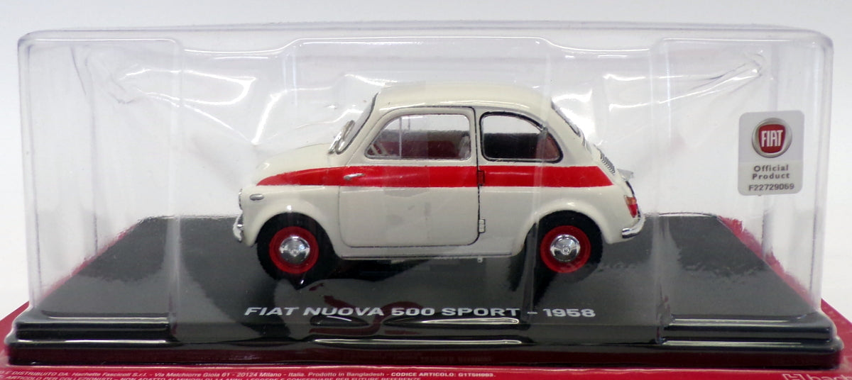 Hachette 1/24 Scale AL27220A - 1958 Fiat Nuova 500 Sport - White/Red