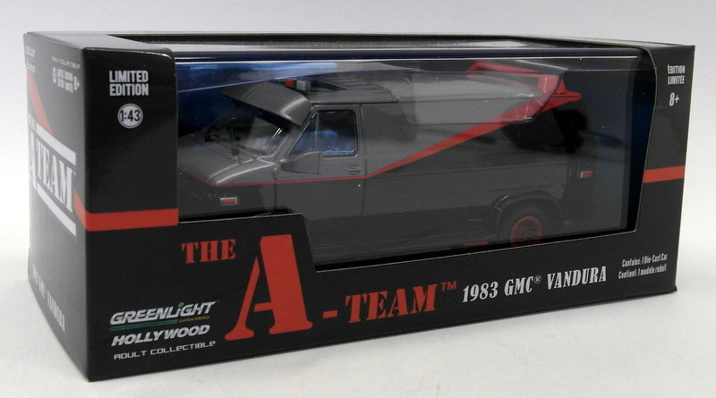 Greenlight 1/43 Scale Diecast - 86515 The A-Team 1983 GMC Vandura Black / Red