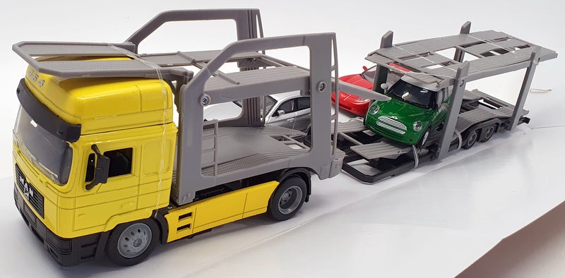 New Ray 1/43 Scale 15865 - MAN F2000 Car Hauler Includes Corvette, Mini & BMW