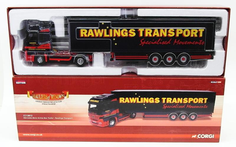 Corgi 1/50 Scale Model Truck CC13813 Mercedes Benz Actros Box Trailer - Rawlings