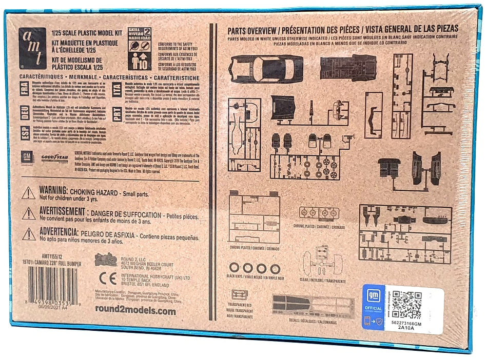 AMT 1/25 Scale Unbuilt Kit AMT1155/12 - '70 1/2 Chevrolet Camaro Z/28