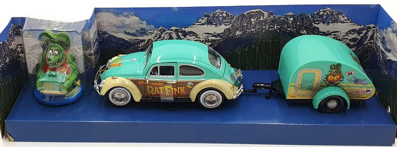 1966 purchases Volkswagen Beetle W/Trailer & Rat Fink Figurine 1/24