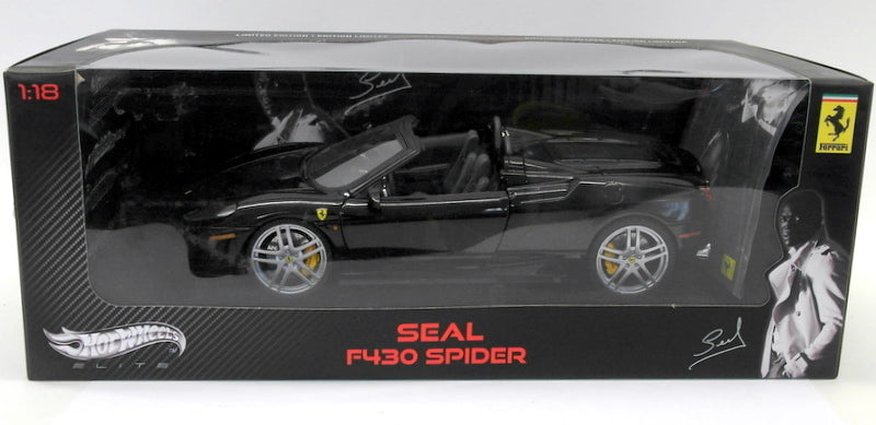 Hot Wheels Elite 1/18 Scale Diecast - T6928 Seal Ferrari F430 Spider Black