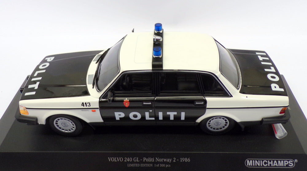 Minichamps 1/18 Scale 155 171496 - 1986 Volvo 240 GL Norway 2 Politi