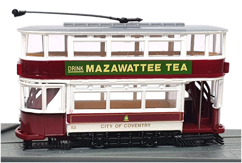 Corgi Appx 12cm Long Diecast 97281 - D/Deck Tram Bedworth - Maroon/White