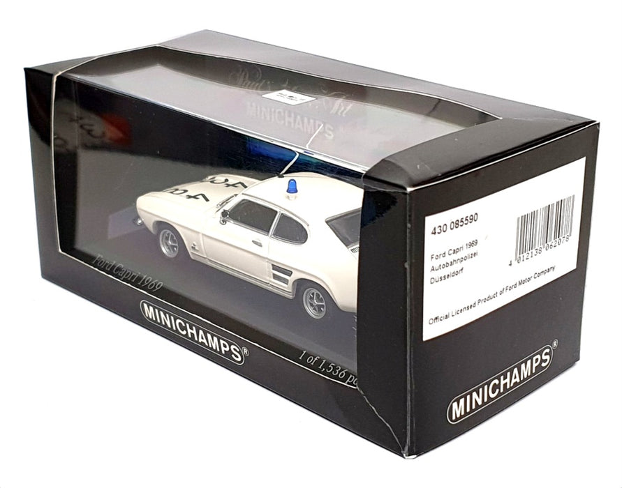 Minichamps 1/43 Scale 430 085590 - 1969 Ford Capri Dusseldorf Police - White