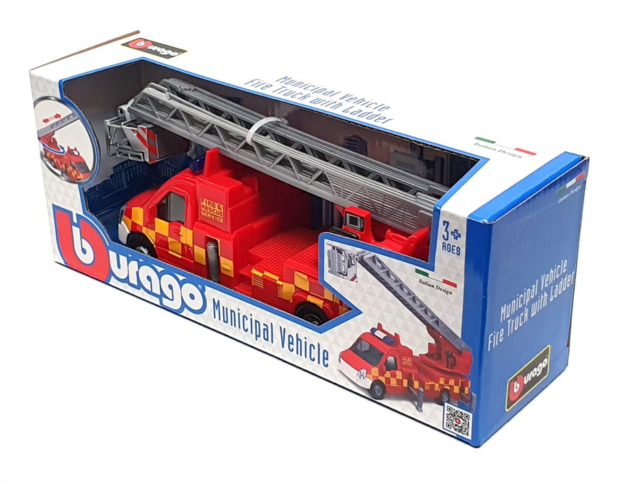 Burago Appx 18cm Long 18-32267 - Municipal Fire Truck With Ladder - Red